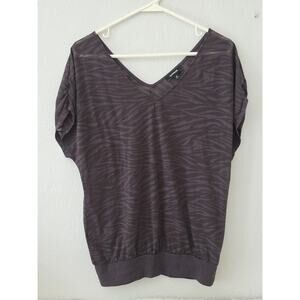 Express Sheer Black Zebra Print Blouse Top Black Sort Sleeve Women Size Medium